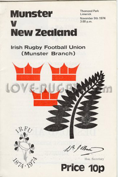 Munster New Zealand 1974 memorabilia